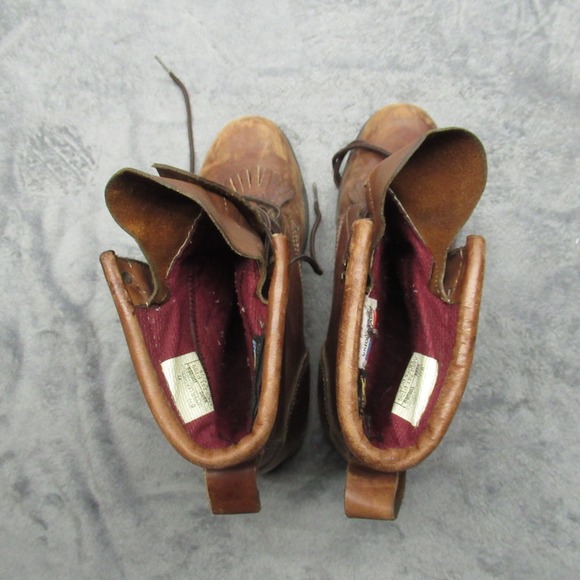 Double H Boots Men? 8.5D Brown Leather Work Kiltie Steel Toe Waterproof RARE VTG main image 10